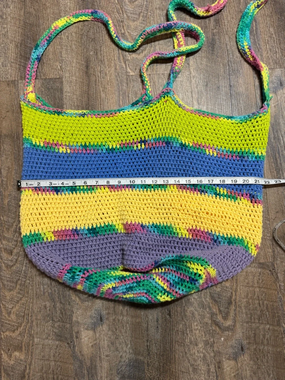 Summer Bag Large Handmade Multicolor Crochet Tote Bag Yellow Blue Green Purple